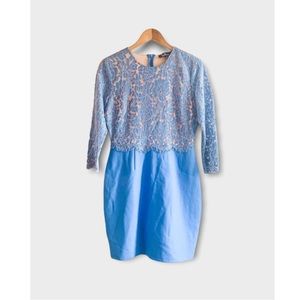 Lulus She Knows Blue Lace Bodycon Dress S